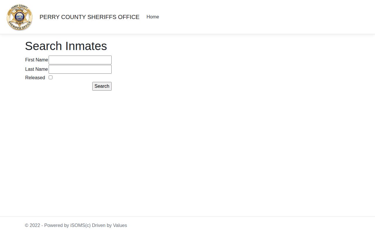 Perry County jail roster search form for booking records